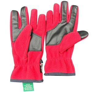 L.L. Bean Mens Polartec Fleece Gloves Red XL Textured Grip Palm 220451 Winter